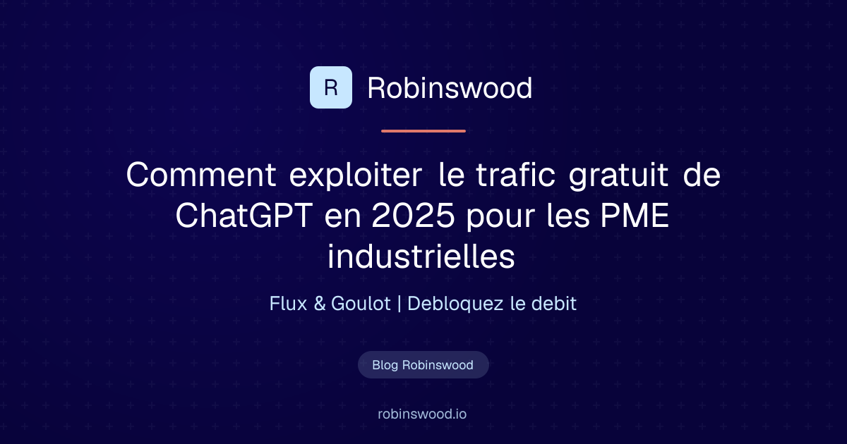 Illustration Robinswood : Comment exploiter le trafic gratuit de ChatGPT en 2025 pour les PME industrielles